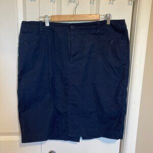 #20 Women's Ralph Lauren Navy Blue Cotton Skirt, Size 16